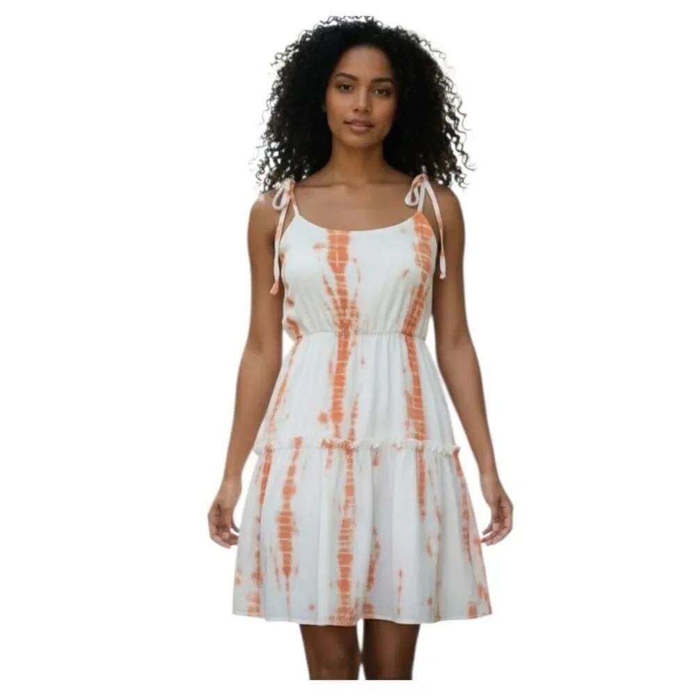 SHEIN PEACH & WHITE TIE-DYE DRESS SZ.M EUC.